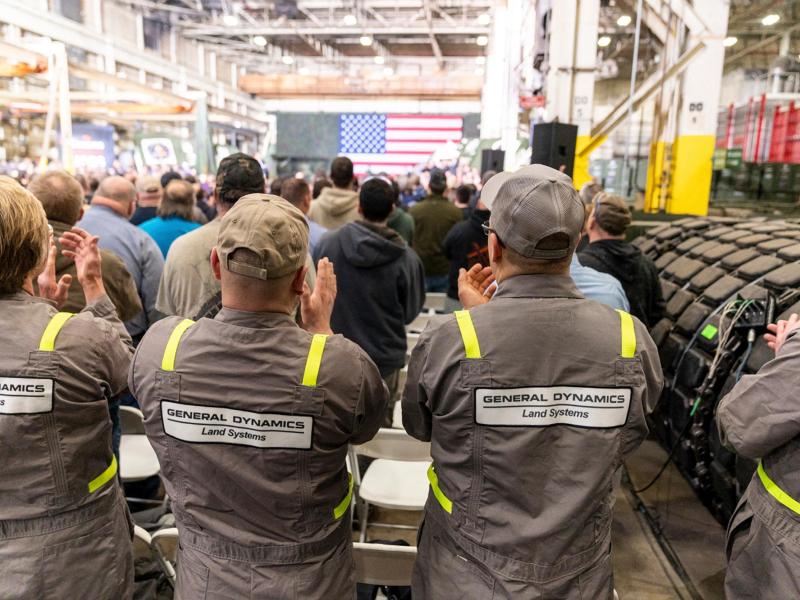 Workers at a Trump rally