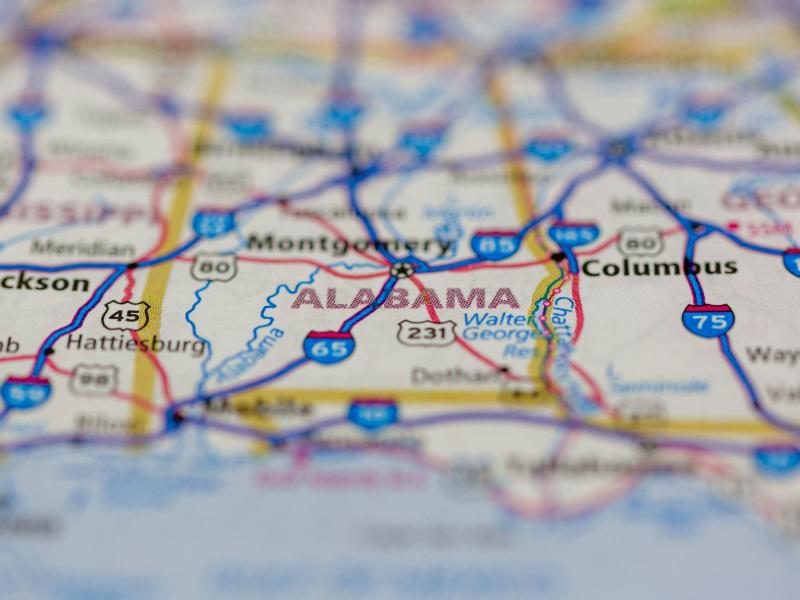 Stock photo of a map of Alabama