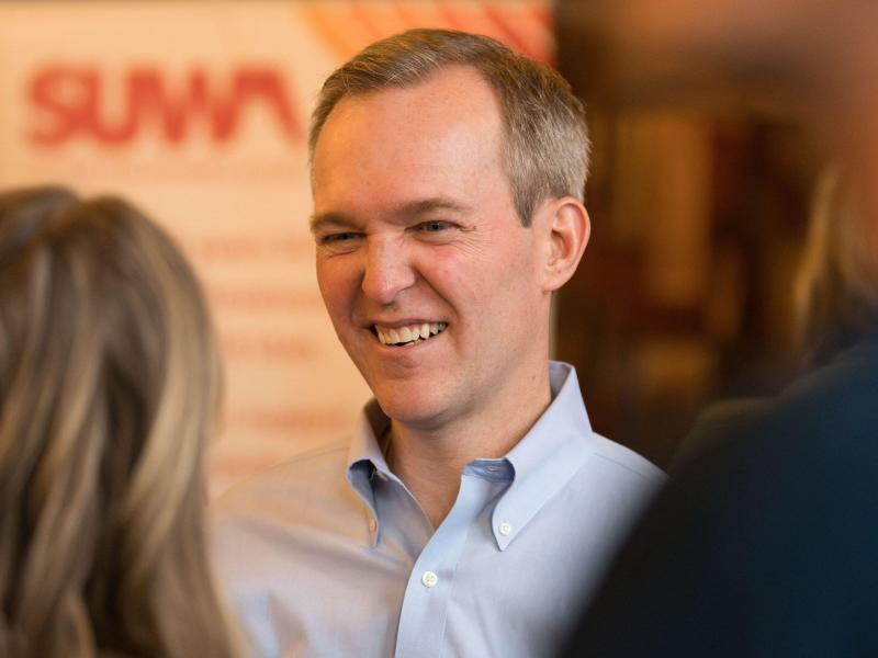 Former Rep. Ben McAdams greets supporters